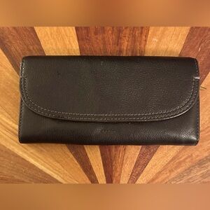 Fossil Cleo Flap Clutch Leather wallet Black